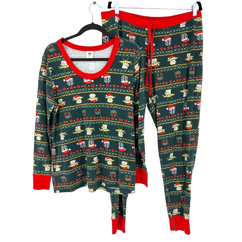 Hanna Andersson Star Wars Pajama Set Mandalorian Grogu XL Green Holiday Cotton